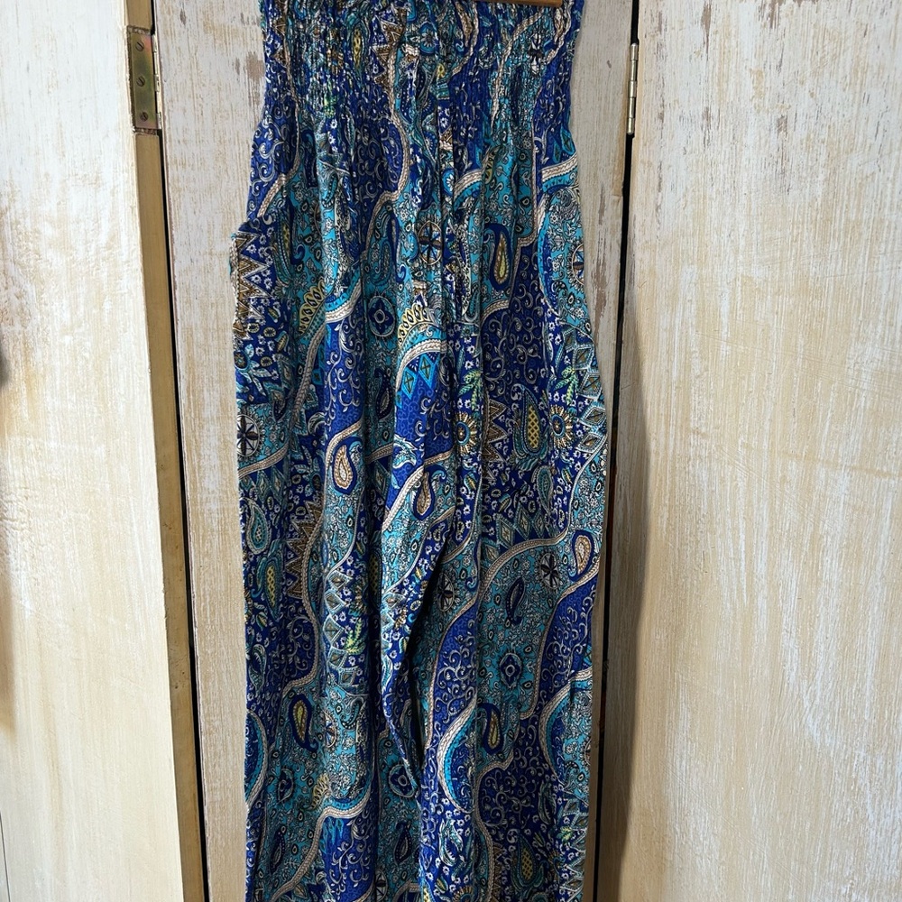 Blue Paisley Harem Pants Covert to Jumper XS